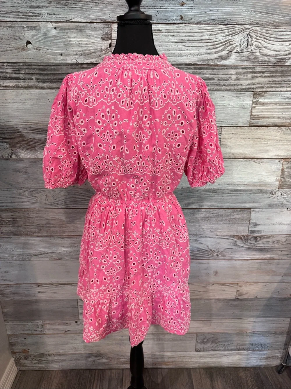 Sugarlips Pink Eyelet Ruffle Waist Mini Dress - Picture 4 of 5